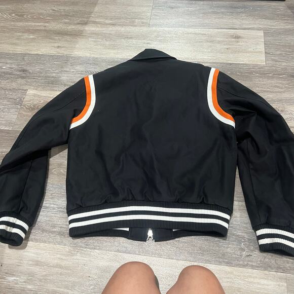 Buberry London Bomber Varsity Jacket Black and Orange Medium - Picture 9 of 13